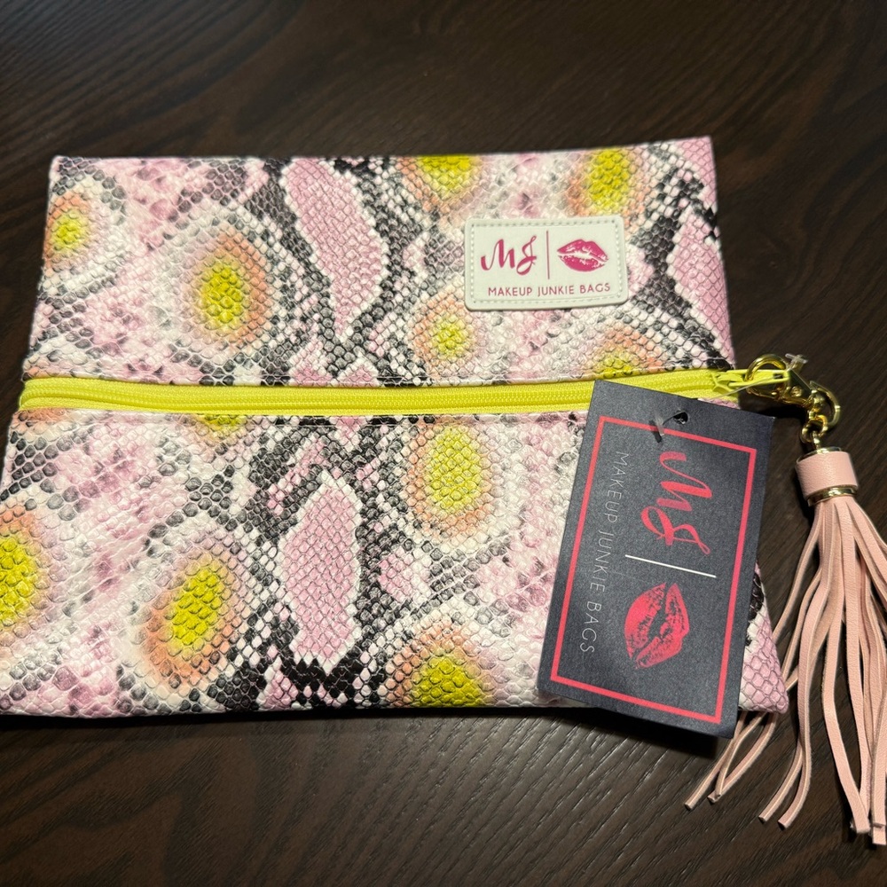 Pink and Yellow Cosmetic Bags with Floral Design